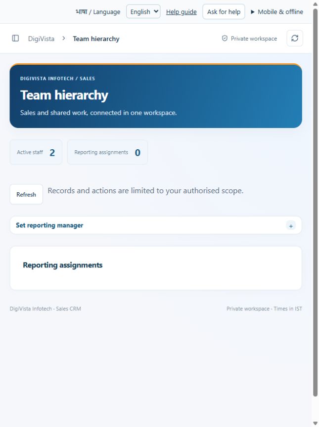 Team hierarchy screen preview